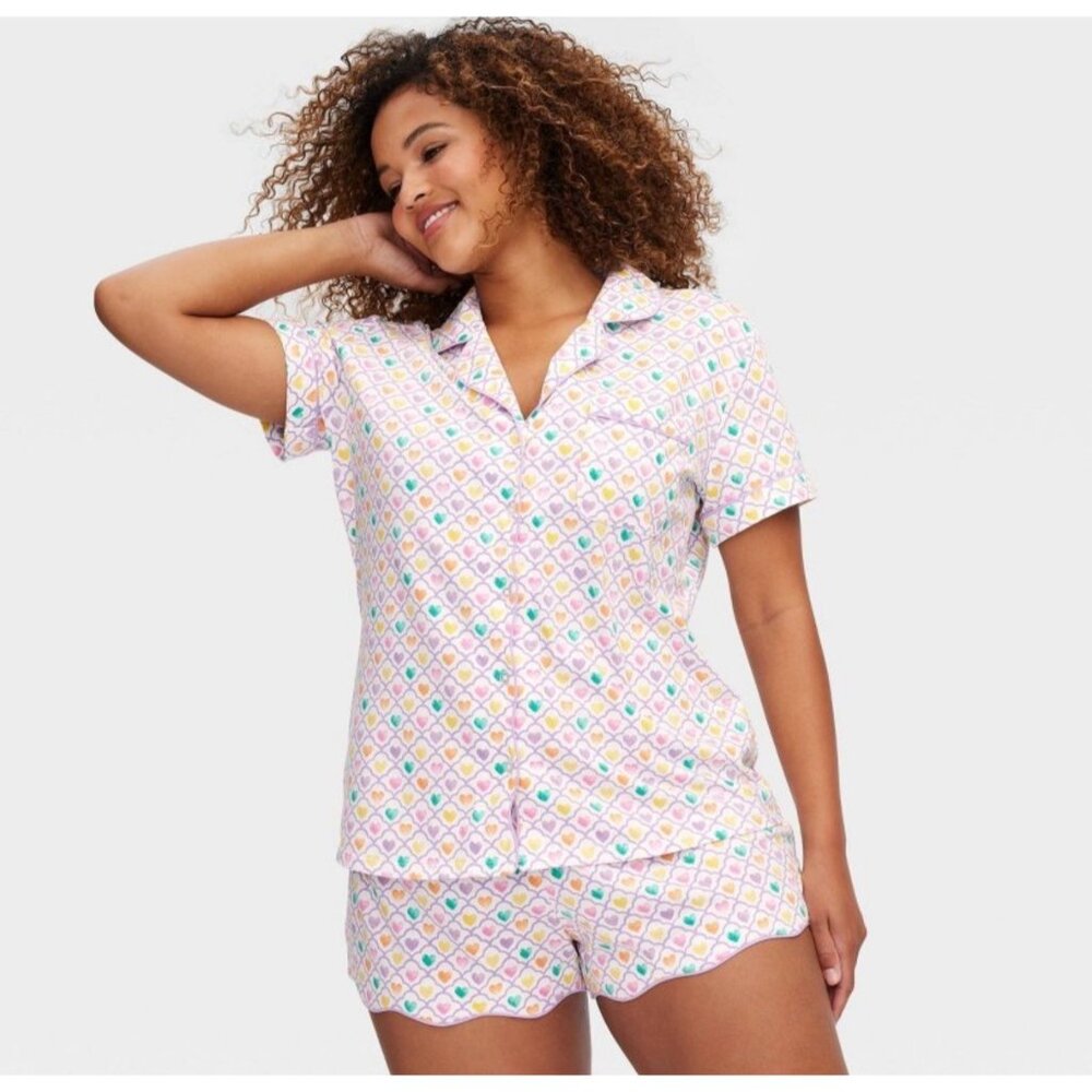 Roller Rabbit X Target Geo Hearts Short Sleeve Short Pajama Set NWT - Picture 3 of 3